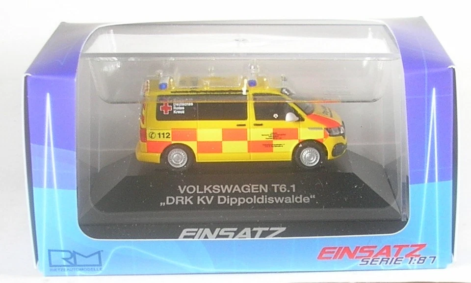 VW T6.1 DRK KV Dippoldiswalde 1:87 Rietze Impiego Serie In OVP - Immagine 1 di 1