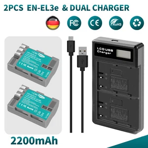 2× EN-EL3e EL3a Akku Batterie Für Nikon D70 D80 D90 D100 D200 D300 + Ladegerät - Bild 1 von 21