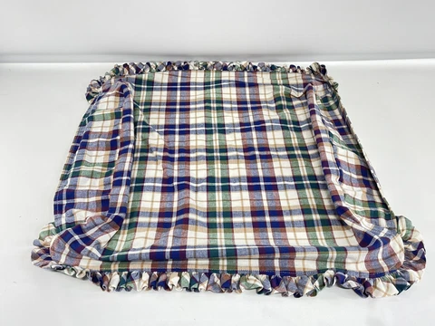 Longaberger Woven Traditions Plaid Liner Green Blue Tan 20x22 Cover