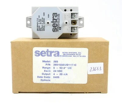 *New* Setra Model 265 2651050WD11T1C Differential Pressure Transducer 24VDC - Image 1 of 3