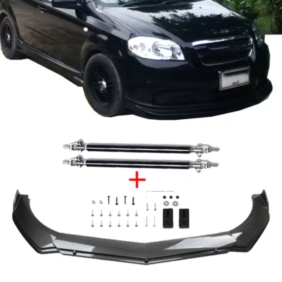 Front Bumper Lip Spoiler Splitter Carbon Fiber Bod Kit For Chevrolet Aveo Foto 1 de 4