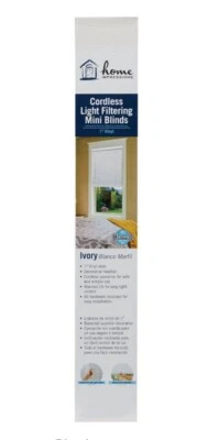 Light Filtering 1" Slat Cordless Vinyl Mini Blind - Ivory - 47" W x 64" L - Image 1 of 4