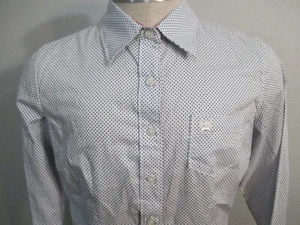 Camisa Occidental Cinch Para Mujer Blanca con Lunares Azules y Rosados Manga Larga NUEVA Grande - Imagen 1 de 10
