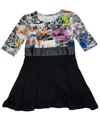 Flowers By Zoe toddler girls city print color block half sleeve skater dress 2T - Image 1 of 3