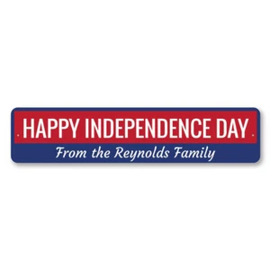 Happy Independence Day Sign, Custom Family Name Aluminum Metal Decor Sign - Picture 1 of 4