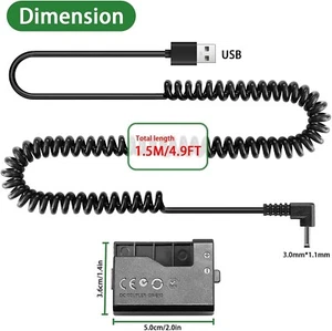 USB Cable DR-E10 Dummy Battery for Canon EOS Rebel T7 T6 T5 T3 1100D 1300D 1500D - Picture 1 of 6