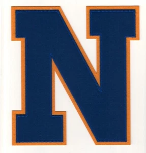 Blue Orange Letter N Iron On Patch Varsity Style Alphabet Applique Embroidered - Picture 1 of 1