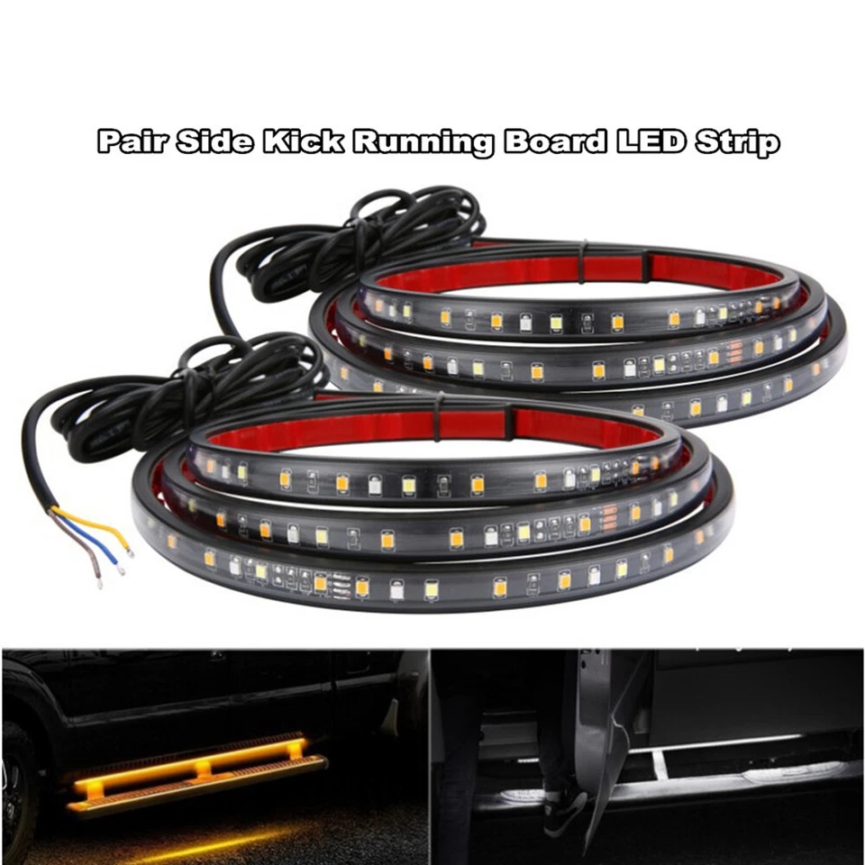 Luz LED ámbar blanca señal de giro luz DRL estribo lateral estribo coche 70" 2 piezas Foto 1 de 4