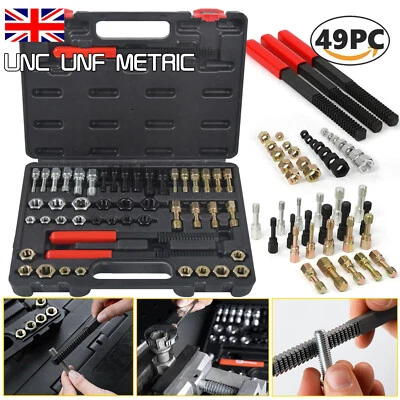 Thread Repair Chaser Tool Thread Restorer UNC UNF Metric File Tap Dies Kit 49PC - Image 1 of 4