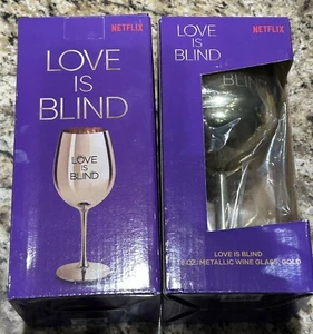 Love Is Blind Golden Goblet Netflix rare verre à vin métallique 18 oz 🍷 2 PACK 🍷 - Photo 1/4