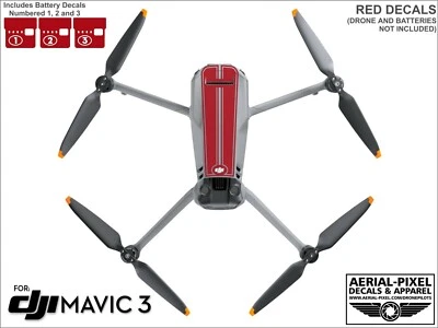 DJI Mavic 3 Racing Stripes With Battery Decals Number #1-3 Sticker Skin - Image 1 of 4