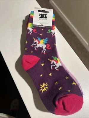 Sock It to me -3 Pack Junior Crew. Size 1-5 Or Age 7-10. Unicorn & Rainbow. - Image 1 of 4