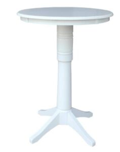 Pedestal Bar Height Wood Dining Table in White (pedestal only)