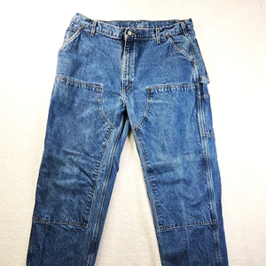 Carhartt B73 Double Knee Carpenter Pants Mens 42 X 30 USA Made Blue Denim Cotton - Picture 1 of 21