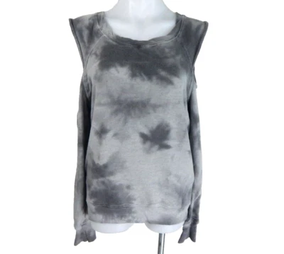 Pam & Gela Women's Small Sweatshirt Gray Tie Dye Cold Shoulder Zip Back Pullover - Image 1 of 3