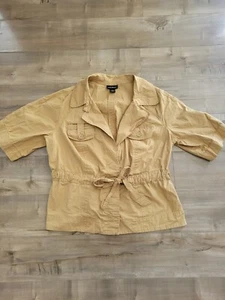 Lane Bryant Jacket Lightweight Utility Women 22 Khaki Short Sleeve Button Safari - Picture 1 of 8