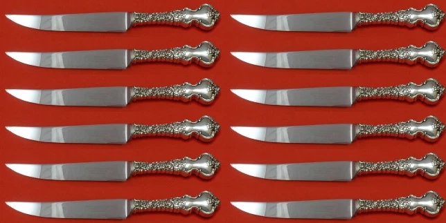 Juego personalizado de cuchillos para carne de plata esterlina Du Barry by International 12 piezas 8 1/2" Foto 1 de 1