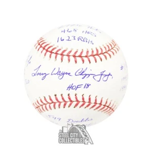 Larry Wayne Chipper Jones Stats Autographed Official MLB Baseball BAS 16 Inscrip - Picture 1 of 5