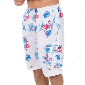 UZZI Amphibious Gear Men's White Medium Relaxed Fit Pink Flamingo Board Short - Picture 1 of 4