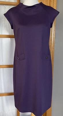 JNY Sheath Career Dress 8 Short Sleeves Purple Pockets Business Wedding - Image 1 of 4
