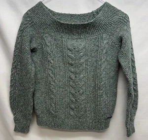 Abercrombie & Fitch Women's Cable Knit Sweater Wide Neck Green Size Small - Picture 1 of 5