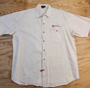 Vintage 1997 Purina Mills Safety Team Logo Short Sleeve Denim Shirt Mens XL - Picture 1 of 9