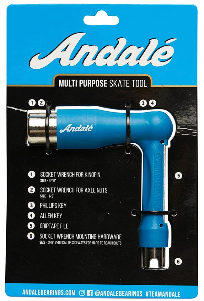 Andale Multipurpose Ratchet Skateboard Tool Blue