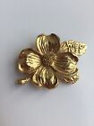 Vintage 1971 WIBC Women's Bowling Award Gold Tone Dogwood Flower Brooch Pin 