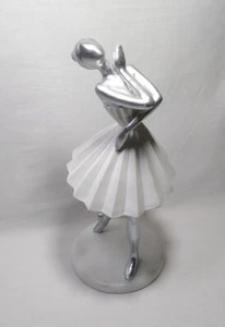 Minimalist Wooden White/Silver Ballet Dancer Ballerina Figurine Height 29cm - Picture 1 of 12