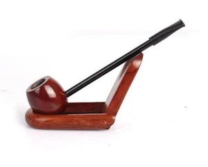 Red Wood Durable Wooden Smoking Pipe Tobacco Cigarettes Cigar Pipes New Gift - Picture 1 of 4