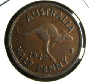 * 1942 HALFPENNY  LOW MINTAGE SCARCER NO MINTMARK GREAT CONDITION  #VWA28 - Picture 1 of 8