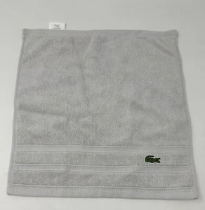 Lacoste Croc Logo Solid 100% Pure Cotton 13" Square Washcloth - Micro Chip Gray - Picture 1 of 2
