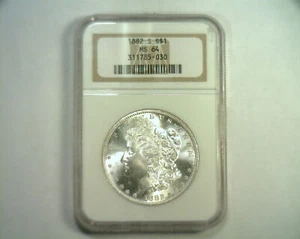 1882-S MORGAN SILVER DOLLAR NGC MS64 NICE ORIGINAL COIN BOBS COINS FAST SHIP - Picture 1 of 4