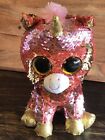 TY Sunset Flippable Sequinned Unicorn + Grindal - Dragon With Horn TY Beanie Boo