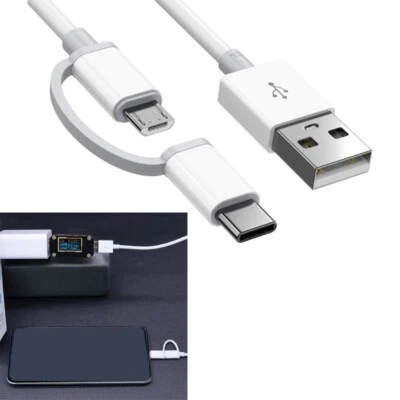 2 in 1 USB to Micro USB Type C Charging Data Transfer Cable Two Devices Splitter - Image 1 of 4