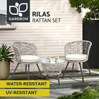 Gardeon Outdoor Furniture Wicker Bistro Set 3pcs Chair Table Rattan Patio Garden