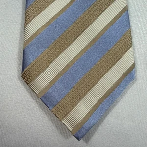 Canali Silk Necktie Blue Beige Brown Striped 100% Silk Italy Business 59"x3.75" - Picture 1 of 6