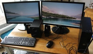 Dell OptiPlex 3060 PC System, 24" Monitore, Lautsprecher, Maus, Tastatur & WLAN - Bild 1 von 12