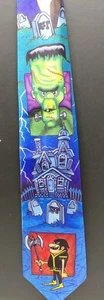 Halloween Tie Monster Frankenstein Haunted House Rubies Costume USA VTG  - Picture 1 of 7