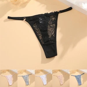 Thin Strap Lace Ring Thong Sexy Low Waist Lingerie for Women Various Colors - Picture 1 of 20