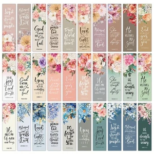 30 Elegant Floral Flower Bible Verse Bookmarks 4cm x 15cm - Imagen 1 de 6