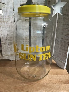 (388) Vintage Lipton Sun Teekanne Glas Gallone Glas Retro Gelb Klappdeckel - Bild 1 von 12