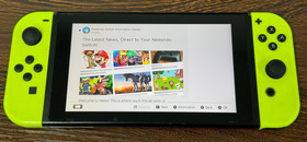 Nintendo Switch Handheld Console - Good Used Condition - Neon Joycons with AC