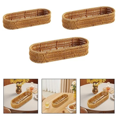 Storage Basket Stackable Rectangular Woven Basket for Shelf Home Bedroom - Image 1 of 2