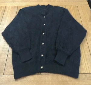 Cárdigan Belldini vintage de lana de cordero de angora de gran tamaño con botones talla negro suave - Imagen 1 de 8