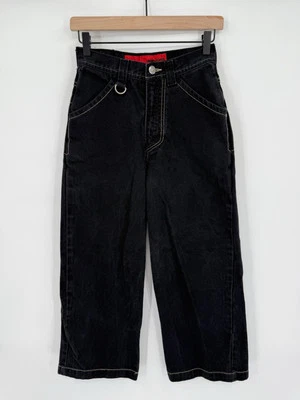 RARE Vintage 90'S JNCO Jeans Black Wide-Leg Embroidered Crown Logo Women Size 10 - Image 1 of 4