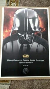 2005 BURGER KING STAR WARS EPISODE III POSTER DARTH VADER BRAND NEW - Picture 1 of 2