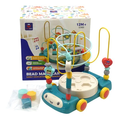 HAHALAND Baby Lernspielzeug Perlen Labyrinthauto Motorikwürfel Spielzeug Motorikschleife