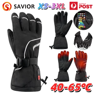 SAVIOR Motorcycle Heated Gloves Touch Screen Waterproof Protective Winter USB AU - Picture 1 of 10