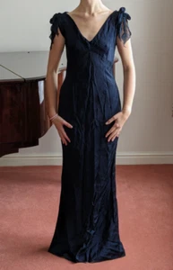 Elegantes dunkelblaues Cocktailkleid Abschlussball Abend Kreuzfahrt Hochzeit Party Größe 10 - Bild 1 von 3